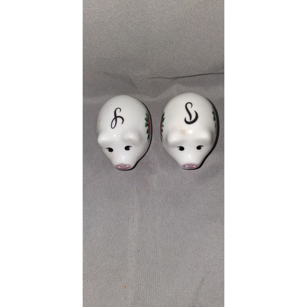 Vintage Pigs‎ Salt & Pepper Shakers Pink Floral Set
